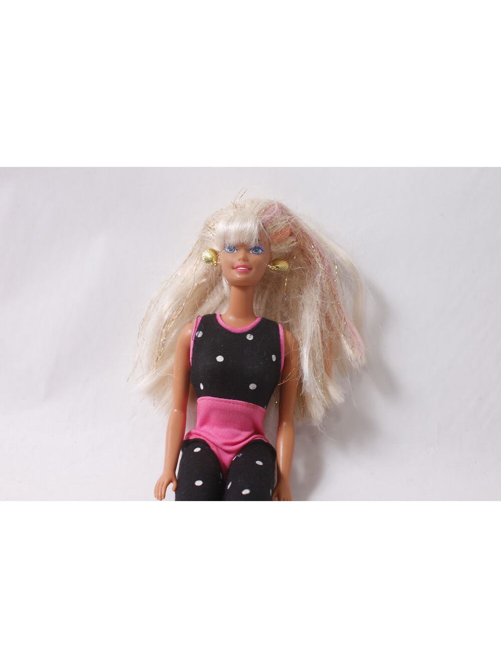 1990s Mattel Barbie Aerobic Doll in Black Pink Fitness Outfit ~260602-WH M-15-02